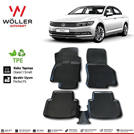 Volkswagen Passat B8.5 B8 Paspas 2015 2022 Arası Uyumlu 3d Havuzlu Wöller Paspas