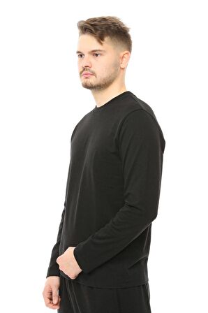 defy's Erkek Uzun Kollu Bisiklet Yaka Tişört Siyah