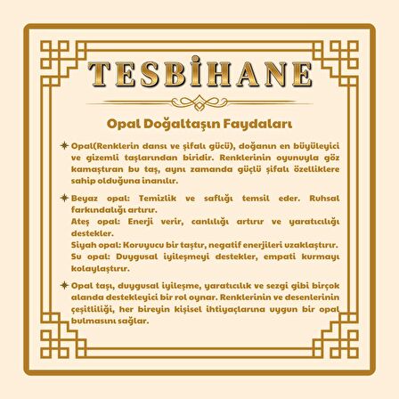 Kolleksiyonluk 925 Ayar Gümüş Püsküllü Opal Doğaltaş Tesbih