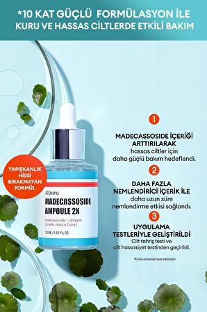 Hassas Ciltler İçin Nemlendirici Ampul 30ml A'PIEU Madecassoside Ampoule 2x