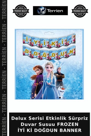 Delux Serisi Etkinlik Sürpriz Duvar Susuu FROZEN İYİ Kİ DOĞDUN BANNER