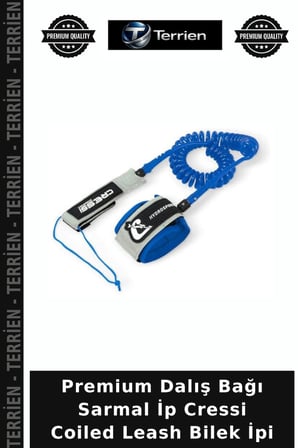 Premium Dalış Bağı Sarmal İp Cressi Coiled Leash Bilek İpi BLUE 300CM