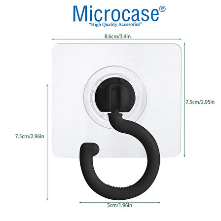Microcase  Yapışkanlı 360° Döner Başlıklı Çok Amaçlı  Banyo Mutfak Eşya Vb. Kanca Askılık- SİYAH AL4942 2 Adet