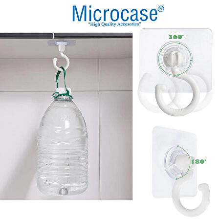 Microcase  Yapışkanlı 360° Döner Başlıklı Çok Amaçlı  Banyo Mutfak Eşya Vb. Kanca Askılık- SİYAH AL4942 2 Adet