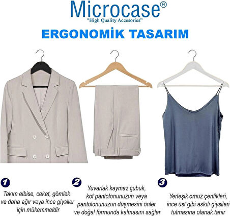 Microcase Ahşap Görünümlü Plastik Elbise Askısı A Kalite 5 adet  AL4492