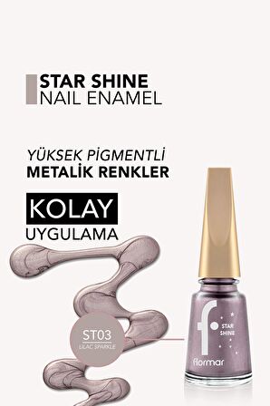 Flormar Metalik Parlak Oje - Star Shine Nail Enamel - 003 Lılac Sparkle-8690604564132