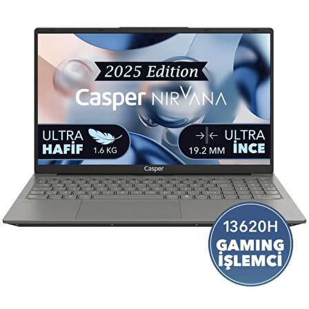 Casper Nirvana X600.1362-DU00X-G-F Intel Core i7-13620H 32GB RAM 250GB NVME SSD Freedos Laptop 