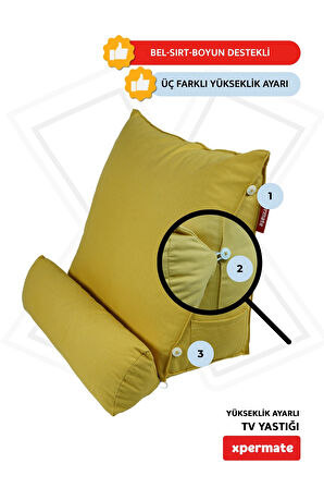 XPERMATE Tv Yastığı Bel Destek Yastığı Sırt Yastığı Boyun Destekli Yastık Ameliyat Sonrası Yastık Koyu  Sarı