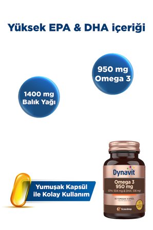 Eczacıbaşı Dynavit Omega 3 950 mg Takviye Edici Gıda 30 Yumuşak Kapsül