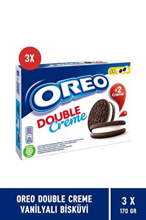 Oreo Double Creme Vanilyalı Bisküvi 170 gr - 3 Adet