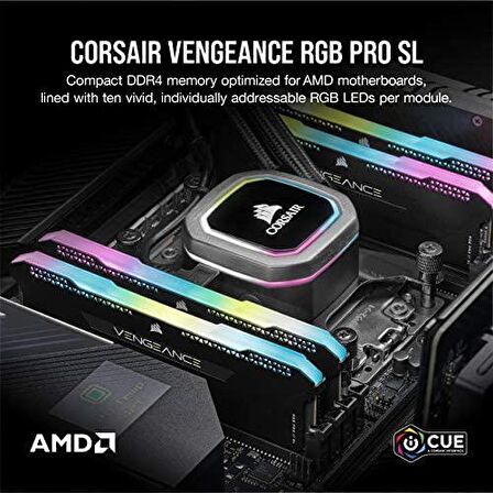 Corsair Vengeance RGB PRO SL 16 GB (2x8) 3600 MHz DDR4 CL18 CMH16GX4M2D3600C18 Ram