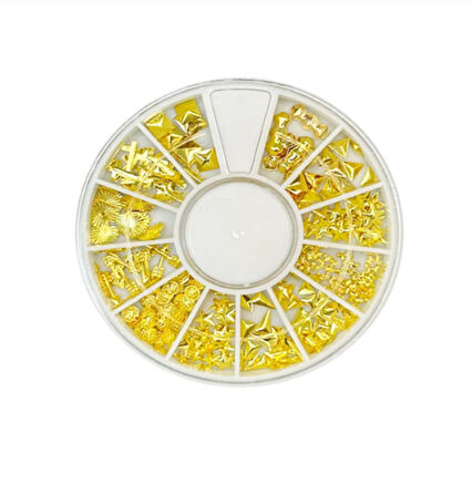 MisYul By Ocean Altın Renkli Tırnak Süsleme Seti - 12 Bölmeli Metal Nail Art Aksesuar Kutusu