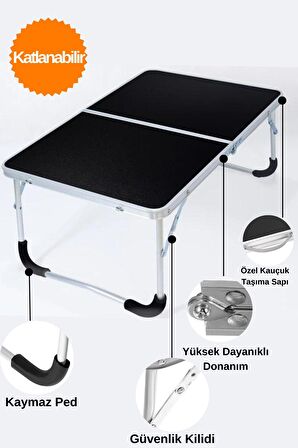 Katlanır Kamp Masası Çok Amaçlı Masa Yemek Bilgisayar Piknik Portatif 60x40 Cm