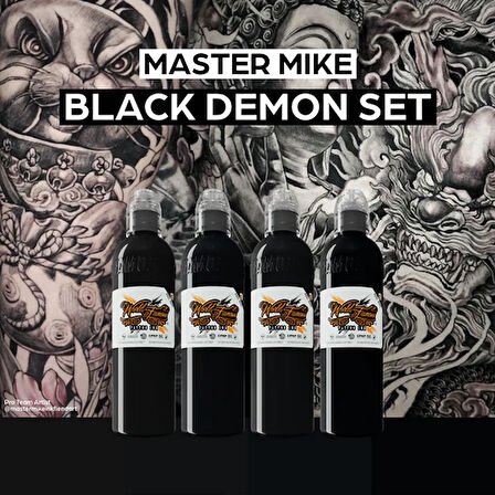 Master Mike Black Demon Set - World Famous Ink Dövme Boyası - 4oz/120ml