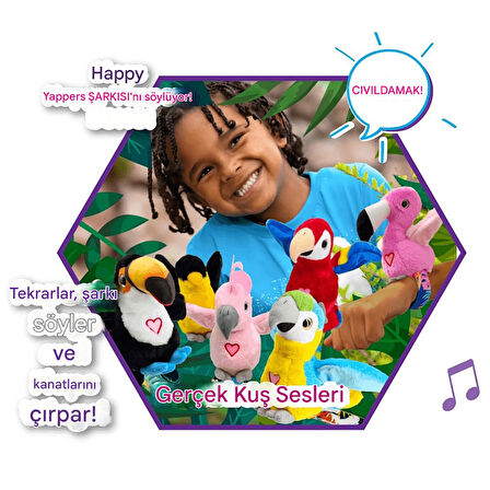 Peluş Ses Tekrarlı Hayvan Bileklik Aksesuar - Kırmızı Papağan