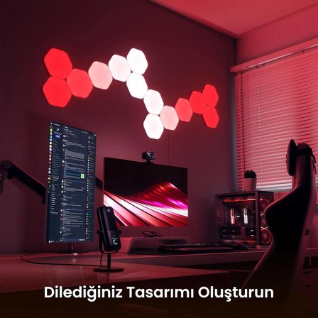 Nanoleaf Altıgen Akıllı RGBW Duvar Paneli Genişletme Paketi App Kontrollü, 3 Parça, Beyaz, Google Home, Alexa, Razer Chroma, Apple Home Destekli