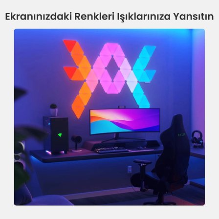 Nanoleaf Üçgen Akıllı RGBW Duvar Paneli Başlangıç Paketi App Kontrollü, 9 Parça, Beyaz, Google Home, Alexa, Razer Chroma, Apple Home Destekli