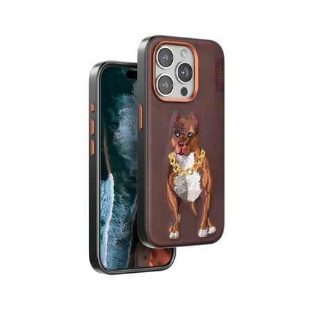 Venco Apple iPhone 15 Pro Perma Desenli Kapak - Kahverengi