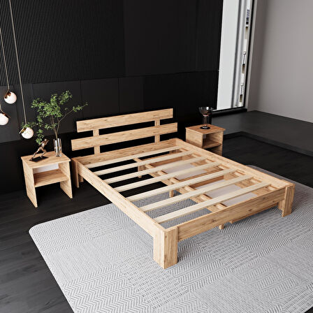 2 Çekmeceli Lotus Atlantik Mdf Set Karyola | Çift Kişilik Yatak Uyumlu, Kolay Kurulum