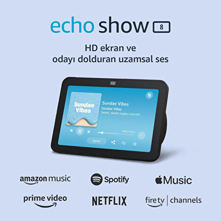 Amazon Echo Show 8 | 3. Nesil | Alexa | Akıllı Ev Asistanı | Siyah