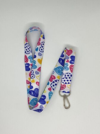 Renkli Kalp Temalı Boyun İpi 