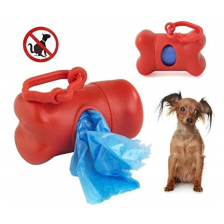 Köpek Kemik Şeklinde Plastik Kaka Poşetlik Yedekli