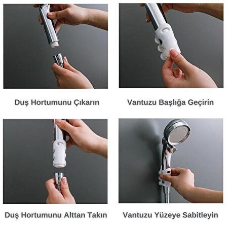 Su Geçirmeyen  Dayanıklı Kancalı Banyo Duş Başlığı Askı Tutucu Silikon Güçlü Vantuz Vakum Aparatı