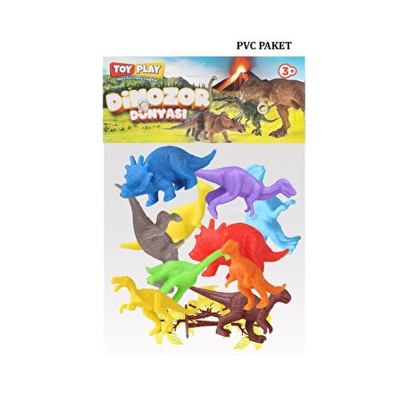 683 Toy Play 12 Parça Renkli Mini Dinozor Figür Seti 4-6 cm