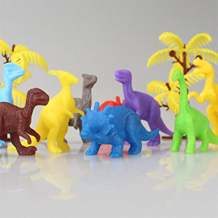 683 Toy Play 12 Parça Renkli Mini Dinozor Figür Seti 4-6 cm