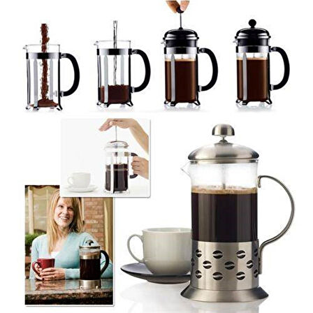 Süzgeçli Çay ve Kahve Kupası French Press (350 ml)