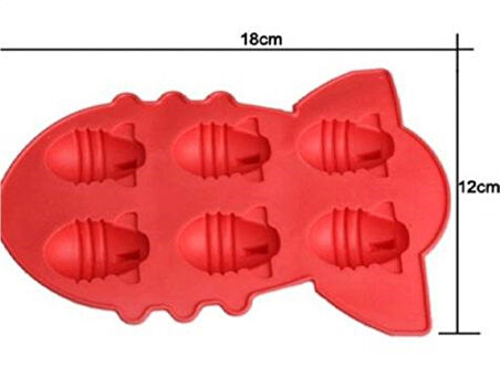Bomba Füze Şeklinde Silikon 6 Hazneli Buz ve Çikolata Kalıbı