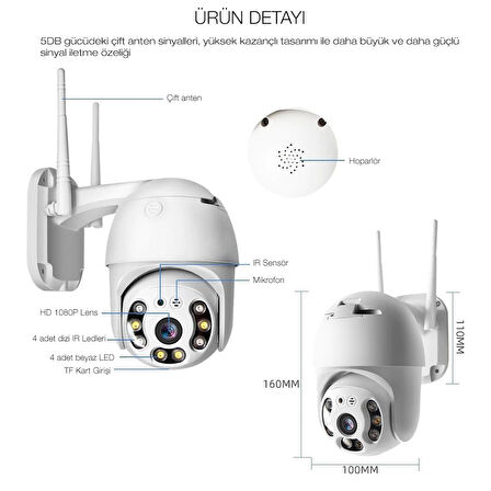 3 Adet Güvenlik Kamera Hd Lens İç Dış Mekan Suya Danıklı Ip Wifi Network