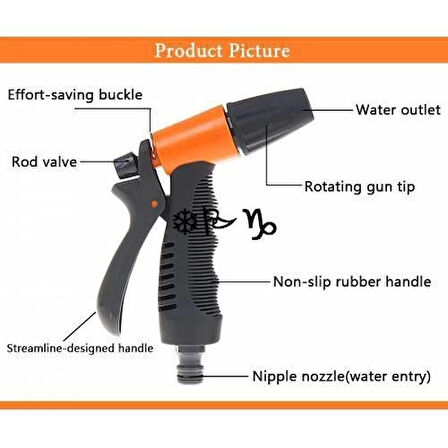 Yüksek Basınçlı Su Püskürtme Tabancası Sulama Bahçe Hortumu Tazyikli Püskürtme Fıskiye