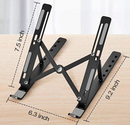 Pratik 7 Kademeli Ayarlı Katlanabilir Laptop Tablet Standı Siyah