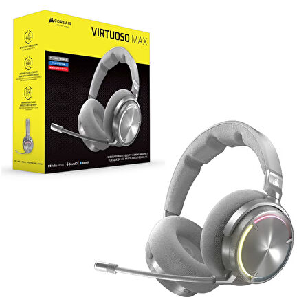 CORSAIR VIRTUOSO MAX WIRELESS Dolby Atmos Silver Gaming Kulaklık