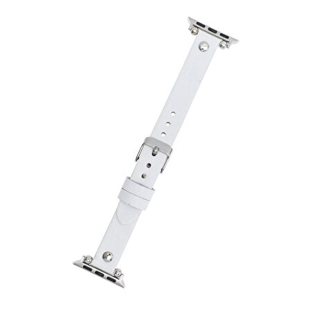 Apple Watch Uyumlu Deri Kordon 38-40-41mm ST F3 Beyaz