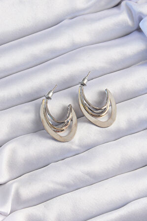 Pirinç Gold Gümüş Renkli Düz Plaka Halka Küpe - TJ-BKP9229