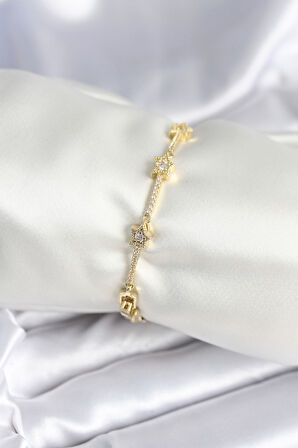 Pirinç Gold Renk Halley Yıldız Model Kadın Bileklik - TJ-BB7984
