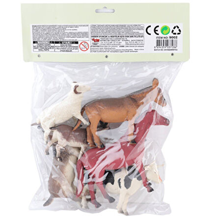 SH-9001-Sinerjim Poşetli 6Pcs 8 İnch  Çiftlik Hayvan ve Dinozor Set