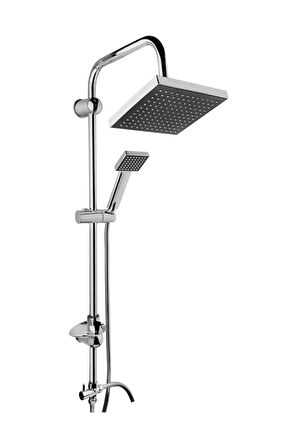 Epilons Robot Tepe Duş Sistemi Yağmurlama Duş Seti Krom Siyah Kare