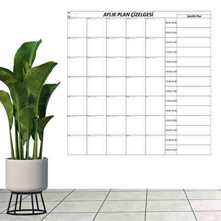 Aylık Planlayıcı Manyetik Duvar Stickerı Takvim Plan Çizelgesi - Ürün Boyutları: 110 cm x 100 cm