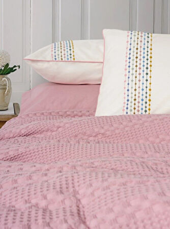 Cotton Box Aura Çift Kişilik Pike Takımı Pebble Pembe