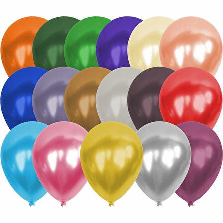 12 Inc 100 Adet Metalik Karışık Eenk Balon