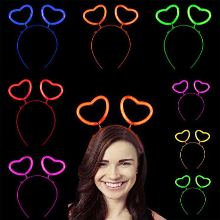 Glow Stick Karanlıkta Yanan Fosforlu Kalp Taç 12 Adet