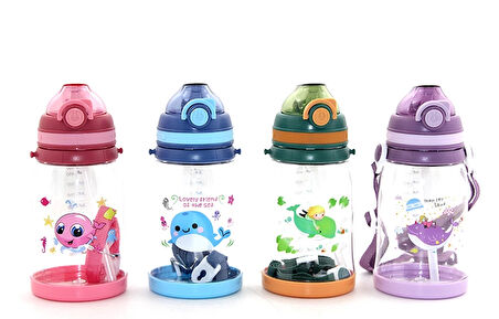Renkli Pipetli Suluk 550 Ml Bpa İçermez Alk2969