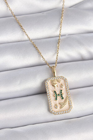 316L Çelik Gold Renk Zincir Balık Burcu Zirkon Taşlı Kadın Kolye - TJ-BKO9463