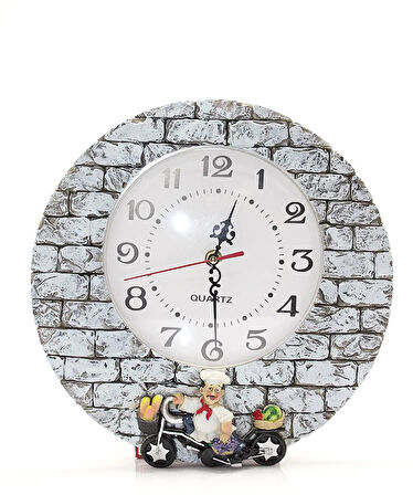 Duvara Asmalı Aşcı Tasarımlı Polyester Saat Alk1542