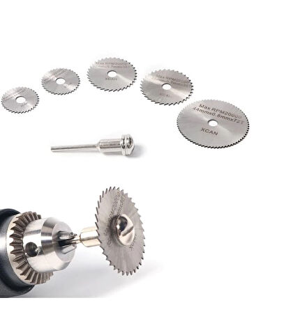 Metal 6 Parça Mini Matkap Ucu Ahşap Kesme Yuvarlak Çelik Bıçak Disk Testere Seti Kiti