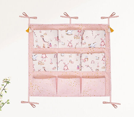 Baby 9 Cepli Bağlamalı Beşik Kenarı Düzenleyici (pembe)