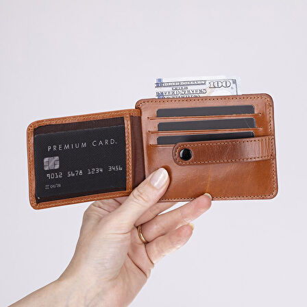 Hakiki Deri, El Yapımı Kartlık BLWL20 RST2 Gölgeli Taba